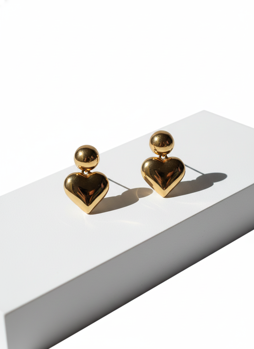 Pendientes Dorados con Corazón