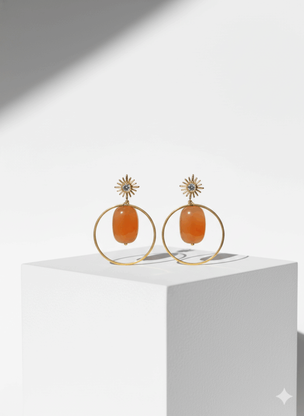 Pendientes Dorados con Imitación de Ópalo