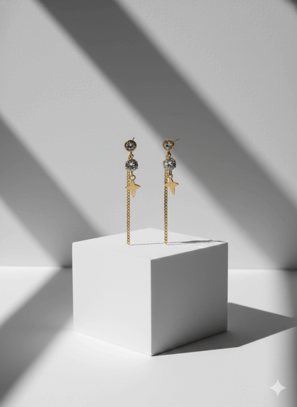 Pendientes Largos con Cadena y Estrella