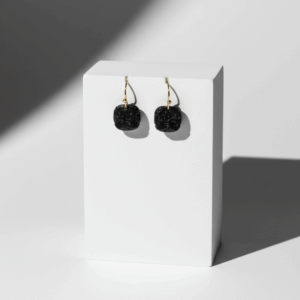 Pendientes acero con piedra volcanica