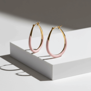 Pendientes aro ovalado de color rosa claro