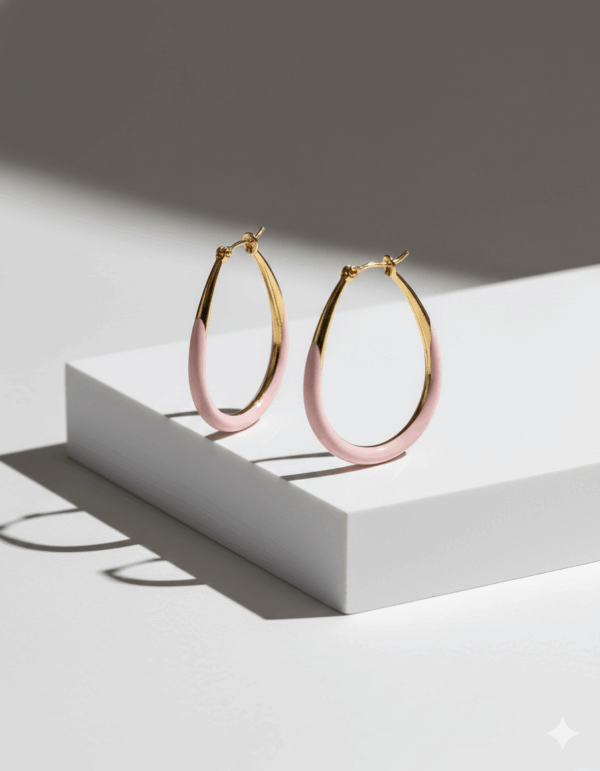 Pendientes aro ovalado de color rosa claro