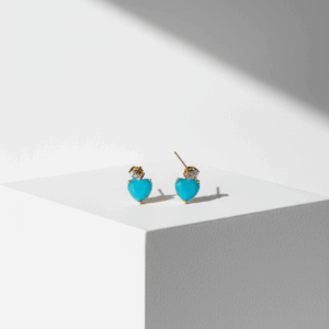 Pendientes con Corazón Azul Turquesa