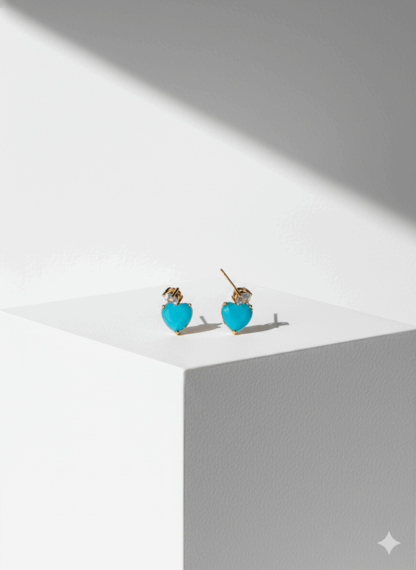 Pendientes con Corazón Azul Turquesa