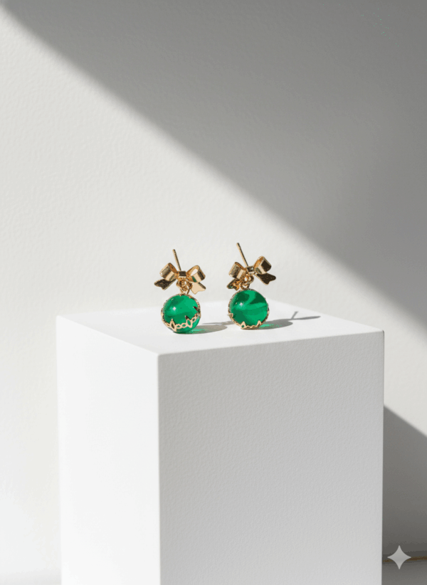Pendientes con Esfera Verde