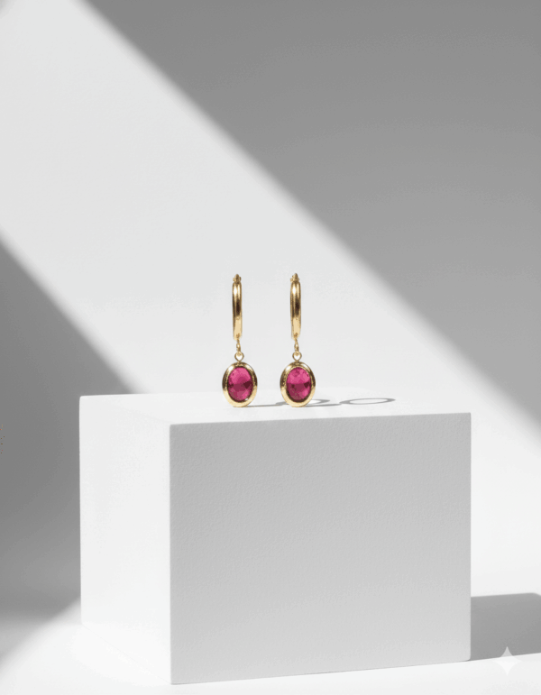 Pendientes con colgante ovalado fuchsia