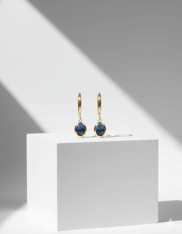 Pendientes con colgante ovalado marine