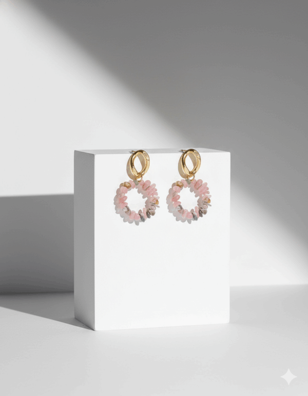 Pendientes con rodocrosita irregular