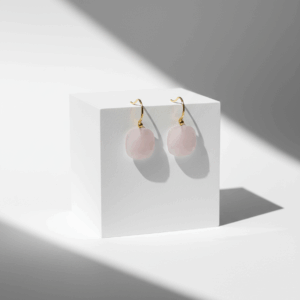 Pendientes cuadrados de cuarzo rosa