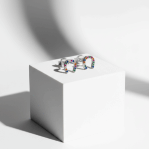 Pendientes de Herradura con Circonitas Multicolores