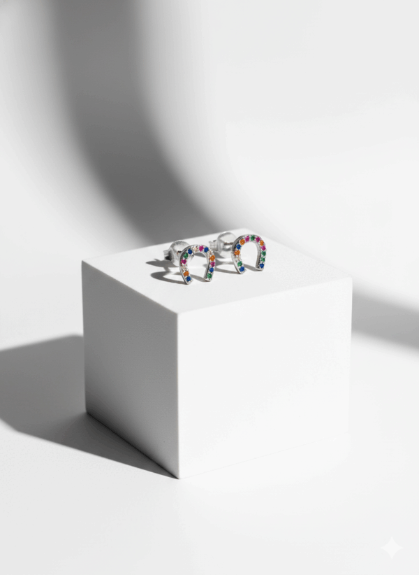 Pendientes de Herradura con Circonitas Multicolores