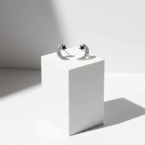 Pendientes de Plata Media Luna con Estrella