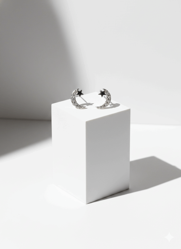 Pendientes de Plata Media Luna con Estrella