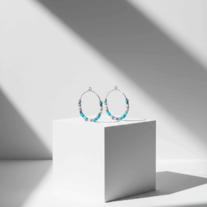 Pendientes de aro con piedra turquesa