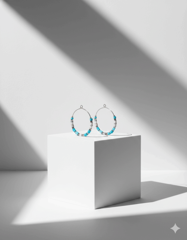 Pendientes de aro con piedra turquesa