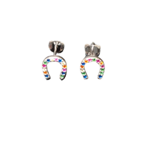 Pendientes de Herradura con Circonitas Multicolores