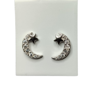 Pendientes de Plata Media Luna con Estrella