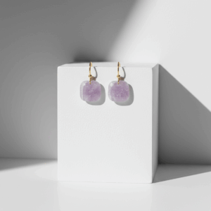 Pendientes piedra natural lepidolita