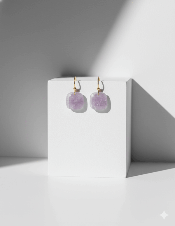 Pendientes piedra natural lepidolita