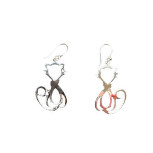 Pendientes de Plata con Silueta de Gatito