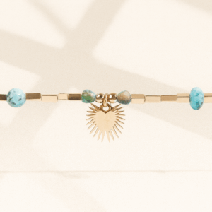 Pulsera charm sol con piedra africana