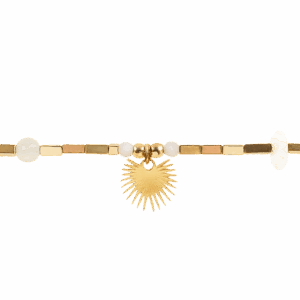 Pulsera charm sol con piedra nacar