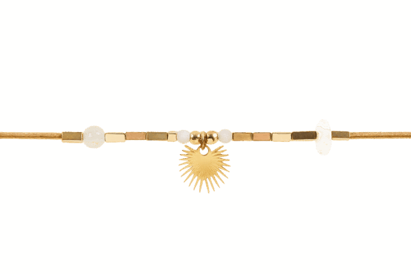 Pulsera charm sol con piedra nacar