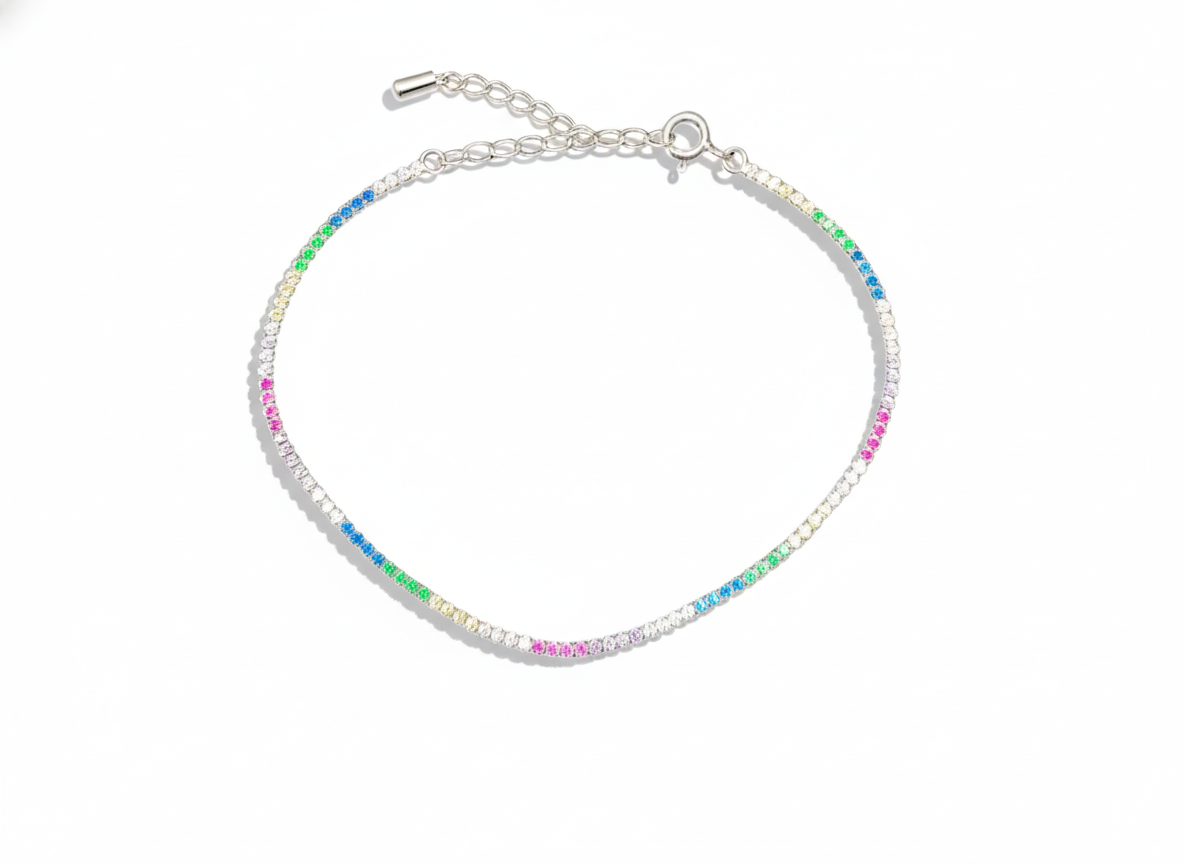 Pulsera de Plata con Circonitas de Colores