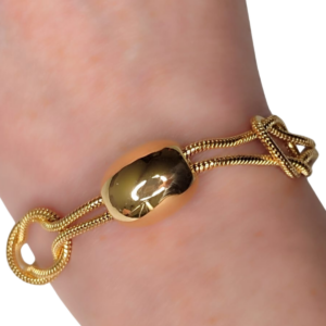 Pulsera Dorada con Nudos y Esfera