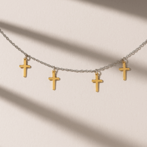 Tobillera cruces dorada