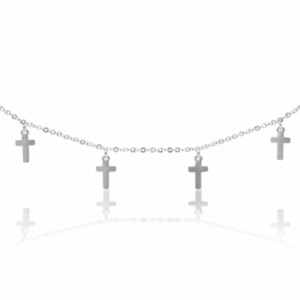 Tobillera cruces plateada