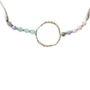 Pulsera aro dorado con piedra natural multicolor