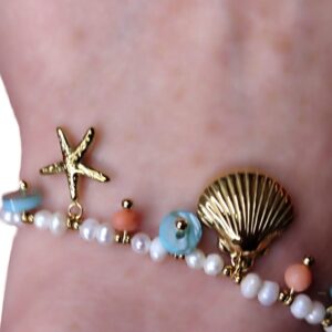 Pulsera charm almeja y estrella