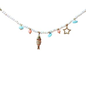Collar con charm dorada pez y estrella