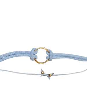 Pulsera aro dorado enlazado con cordon azul