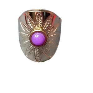 Anillo sol dorado con amatista natural