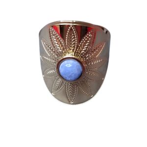 Anillo sol dorado con sodalita natural