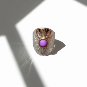 Anillo sol dorado amatista natural