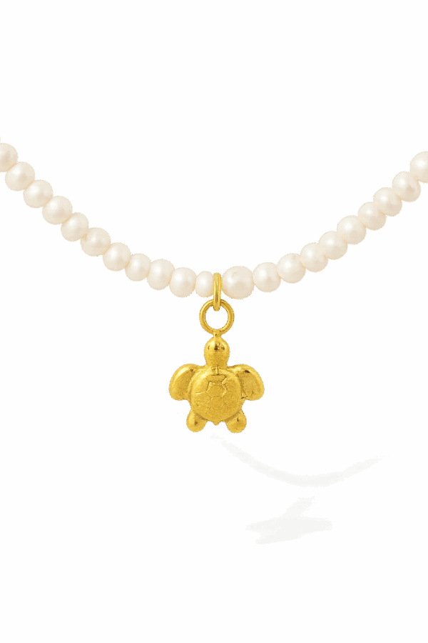Collar colgante tortuga con perlas de rio