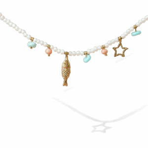 Collar con charm dorada pez y estrella