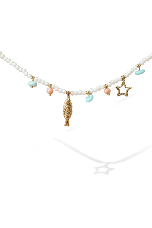 Collar con charm dorada pez y estrella