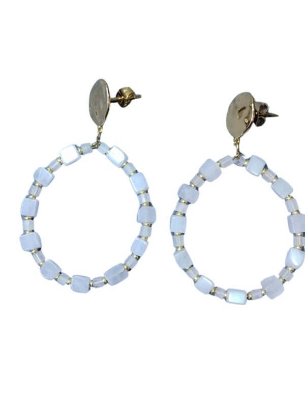 Pendientes aro con cuarzo blanco