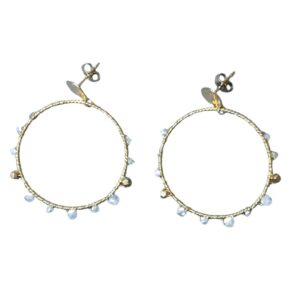 Pendientes de aro con labradoritas naturales
