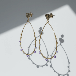 Pendientes aro ovalado amatistas