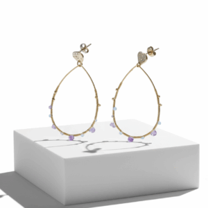 Pendientes aro ovalado con amatistas