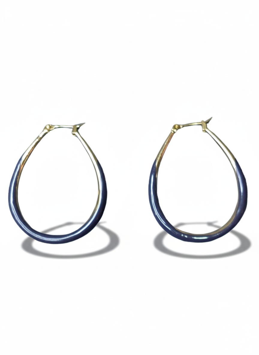 Pendientes aro ovalados color oscuro