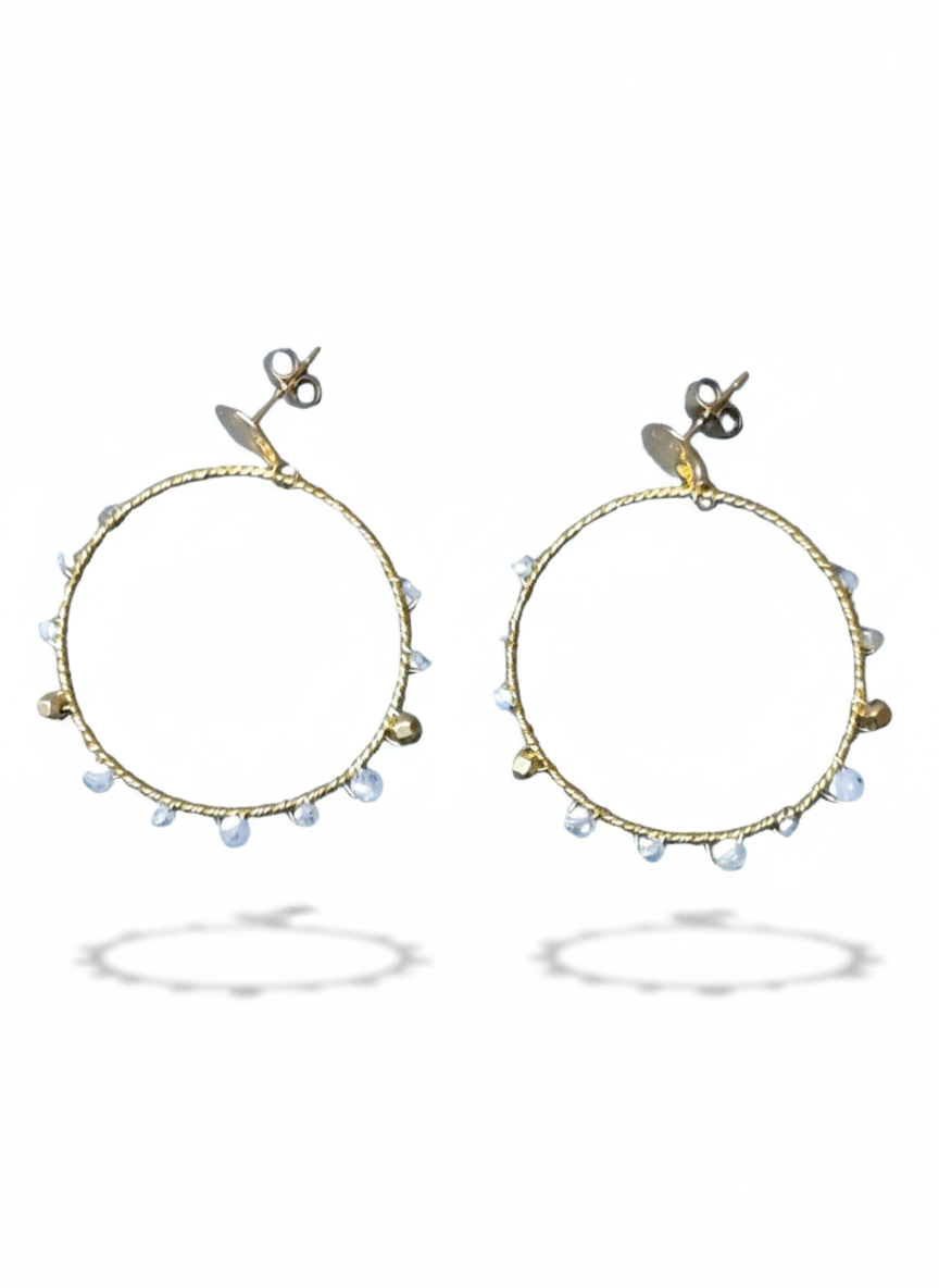 Pendientes de aro con labradoritas naturales