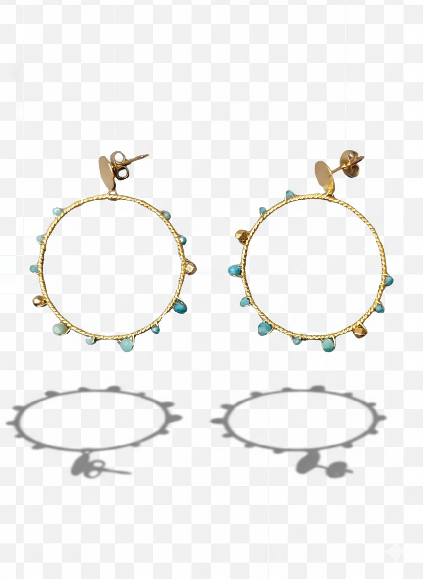 Pendientes de aro con piedra apatita natural