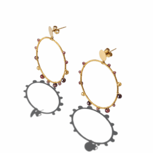 Pendientes de aro piedra granate natural