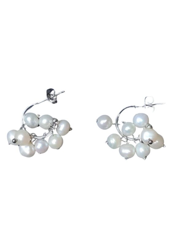 Pendientes plateados perlas de rio